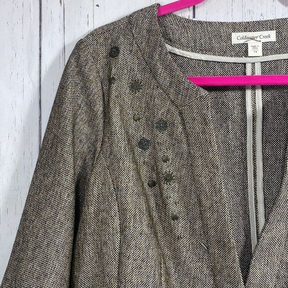 Coldwater Creek Metallic Tweed Embellished Jacket Classic Chic Office Timeless - Picture 2 of 16